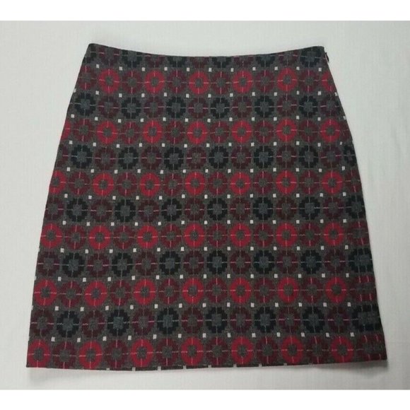 Talbots Petites Sz. 8P Wool Blend Grey/Black/Red Short Skirt W/ Side Zipper - Picture 1 of 7